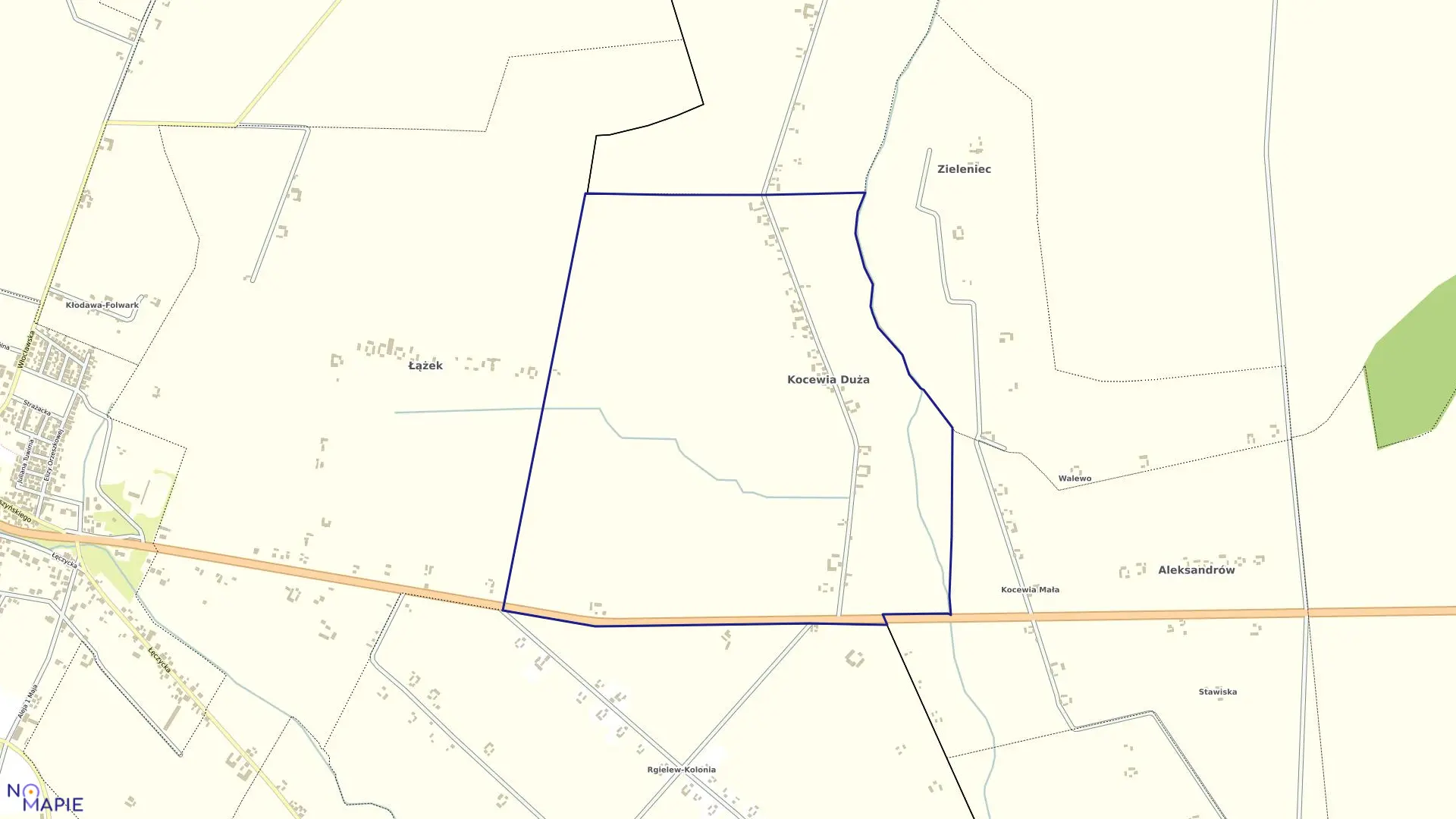 Mapa obrębu KOCEWIA DUŻA w gminie Chodów