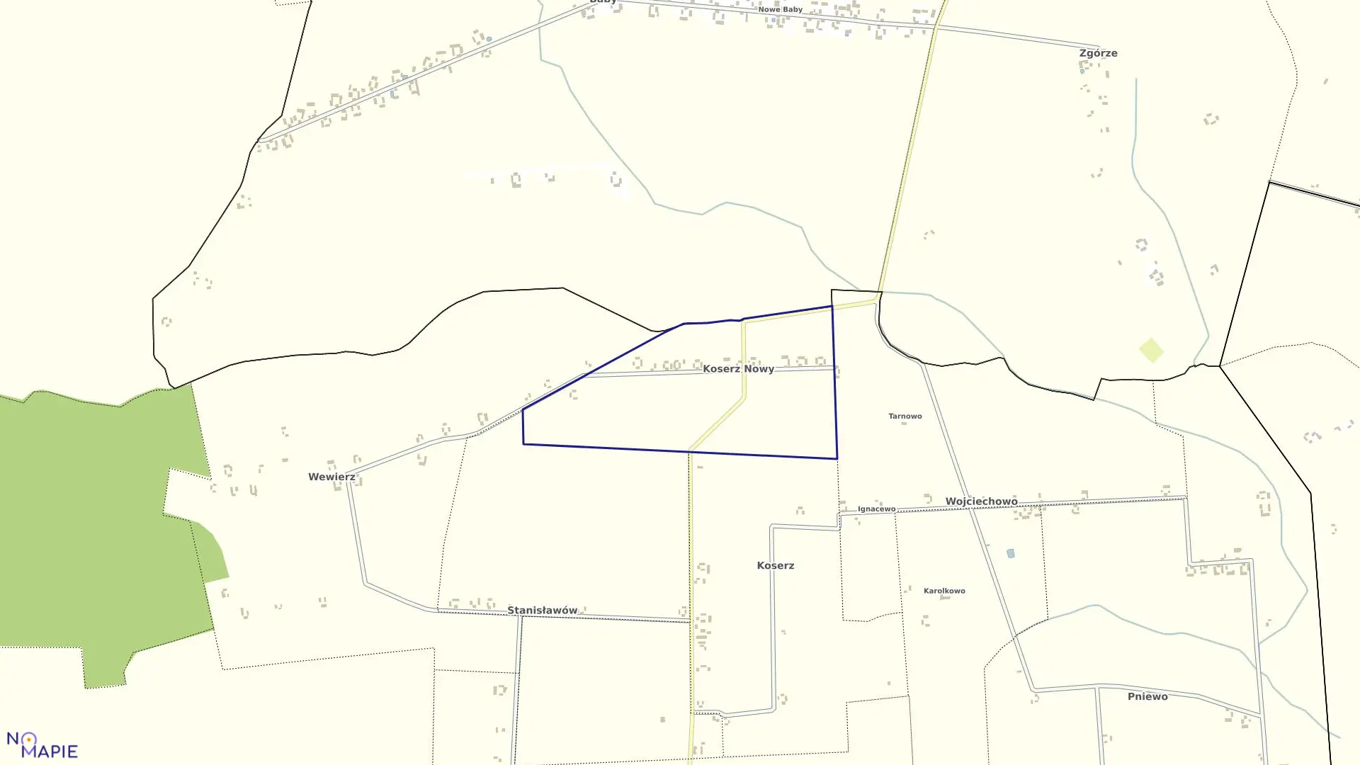 Mapa obrębu KOSERZ NOWY w gminie Chodów