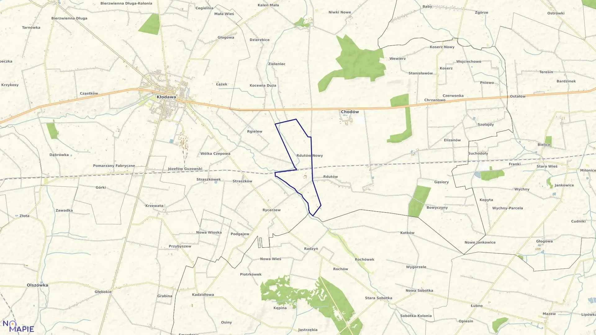 Mapa obrębu RDUTÓW NOWY w gminie Chodów