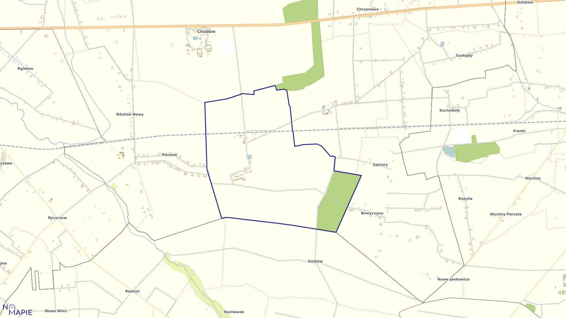 Mapa obrębu TURZYNÓW PGR w gminie Chodów