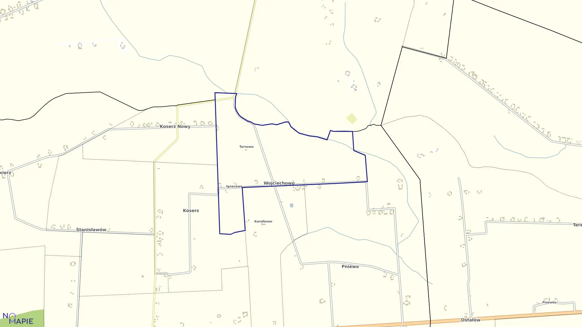 Mapa obrębu WOJCIECHOWO w gminie Chodów